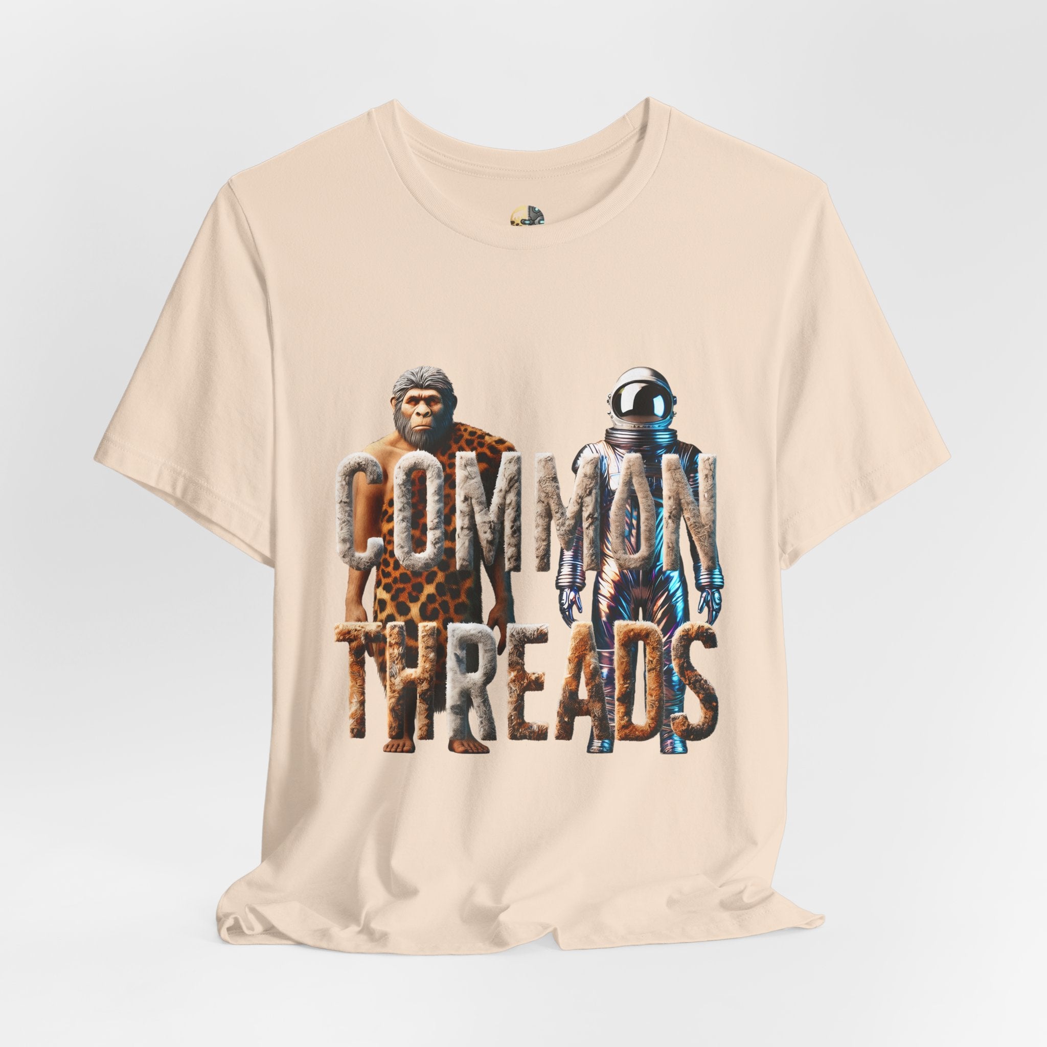 Common Threads Brand Tee | Evolutionary Collision Graphic Shirt | Ironic Pairings Statement Top